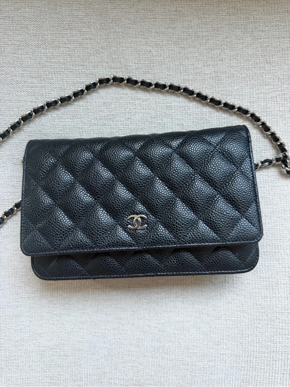 CHANEL Black Quilted Caviar Leather WOC